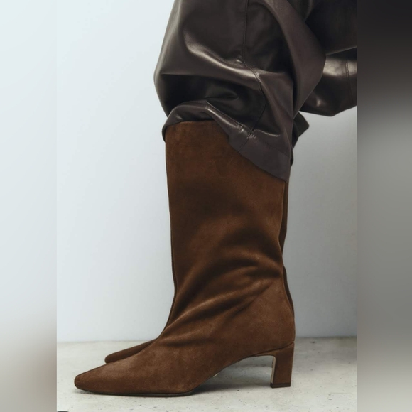 Zara Heeled Suede Mid-Calf Boots (size 7) - Picture 2 of 7